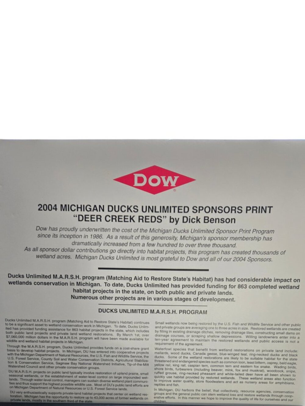 Dick Benson “Deer Creek Reds” Ducks Unlimited Lithograph – Signed #1042/3700 - Picture 2 of 4